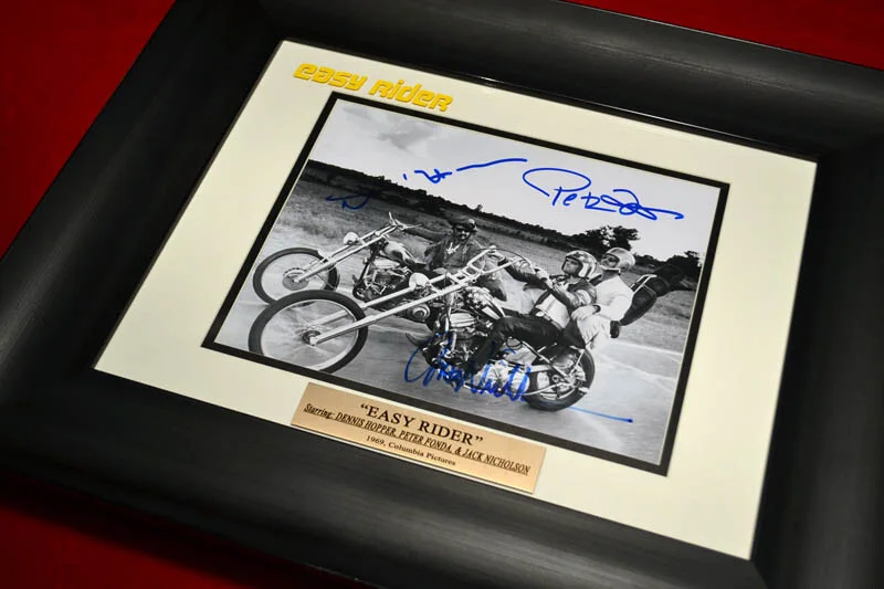 JACK NICHOLSON, PETER FONDA, DENNIS HOPPER — Easy Rider JACK NICHOLSON, HOPPER, PETER FONDA Signed AUTOGRAPH, UACC, DVD, COA