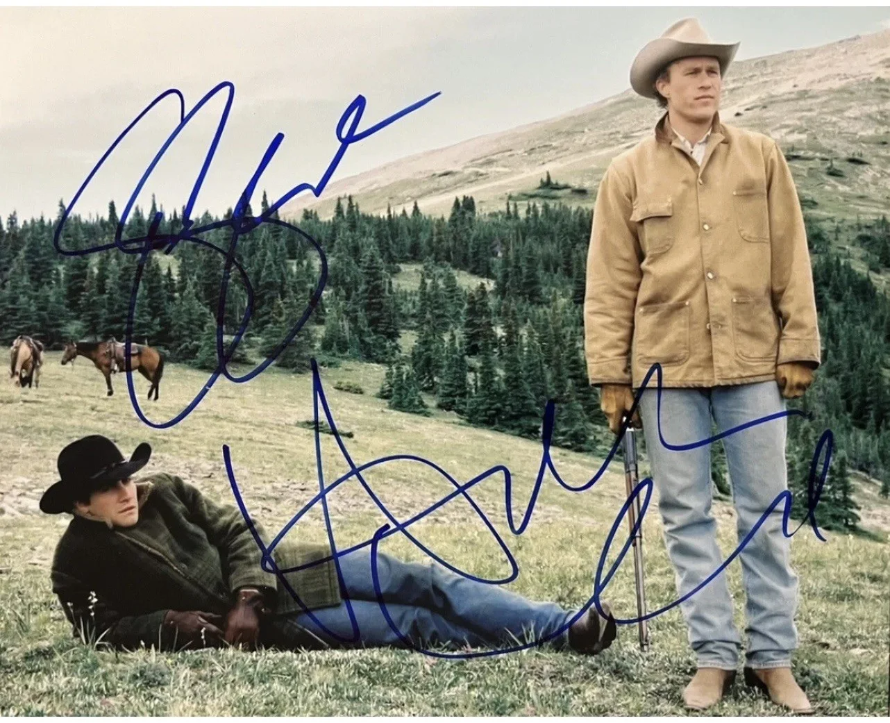 Heath Ledger and Jake Gyllenhaal — Heath Ledger & Jake Gyllenhaal Signed Photo Todd Mueller COA Brokeback Mountain