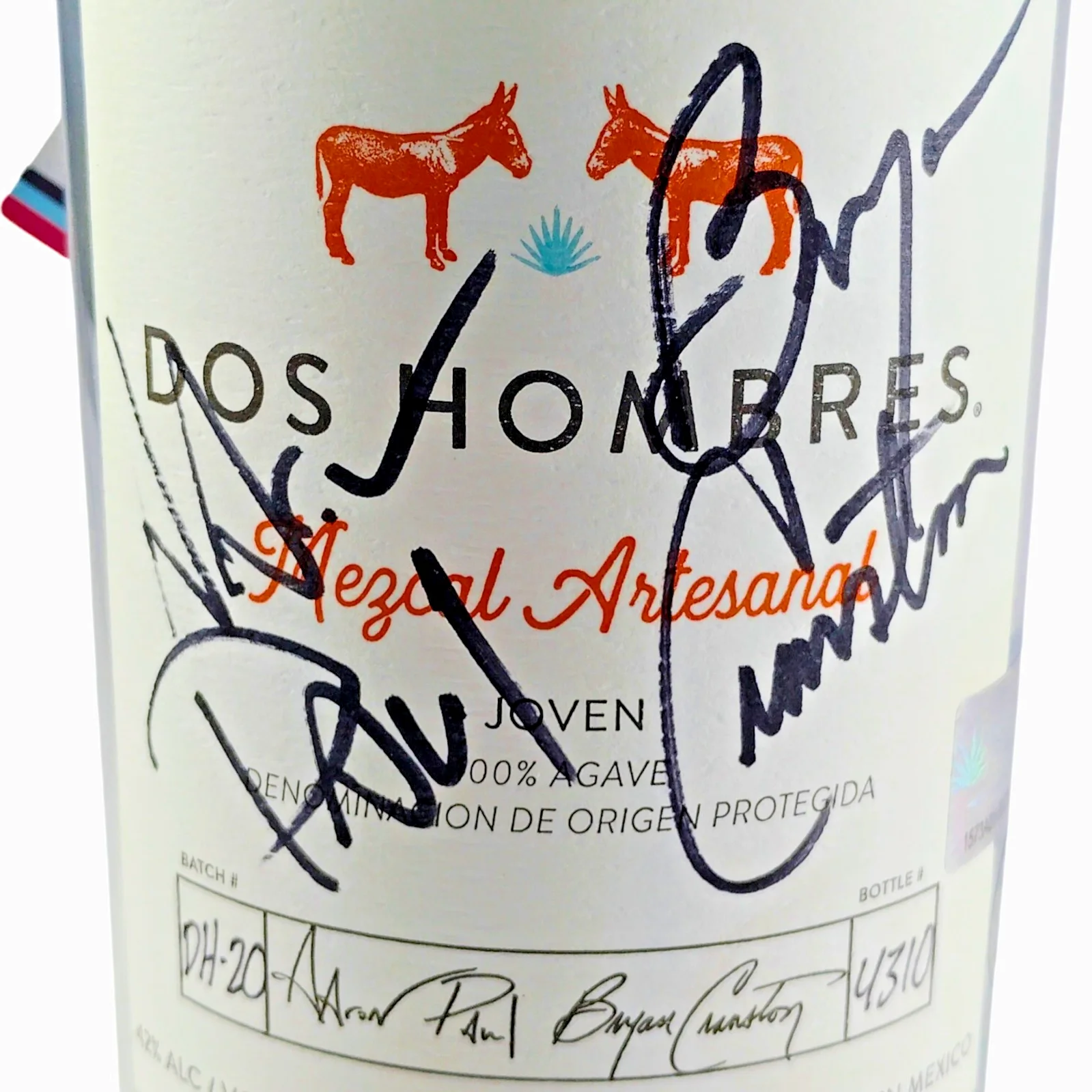 Bryan Cranston — Bryan Cranston Aaron Paul Signed Dos Hombres Bottle Beckett LOA Breaking Bad, image 2