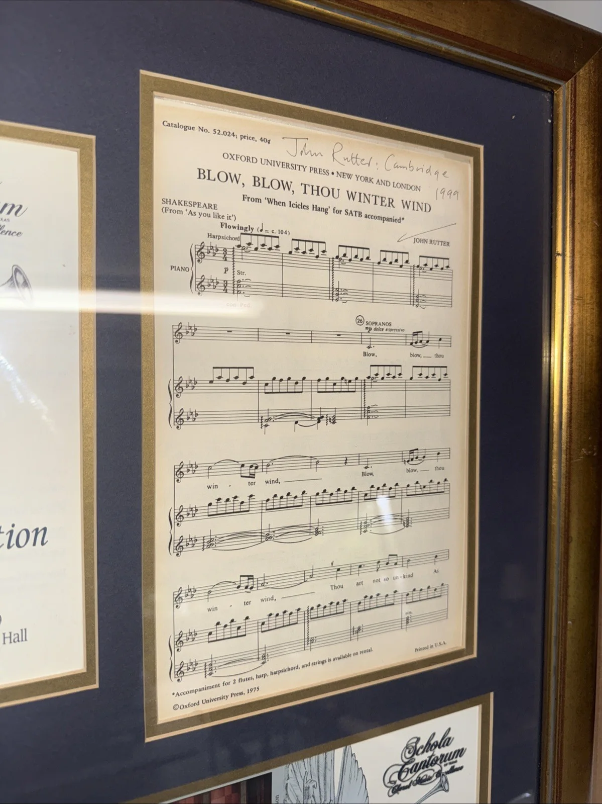 John Rutter 1999 Songs Of Celebration SIGNED sheet music Oxford Concert Framed, изображение 2