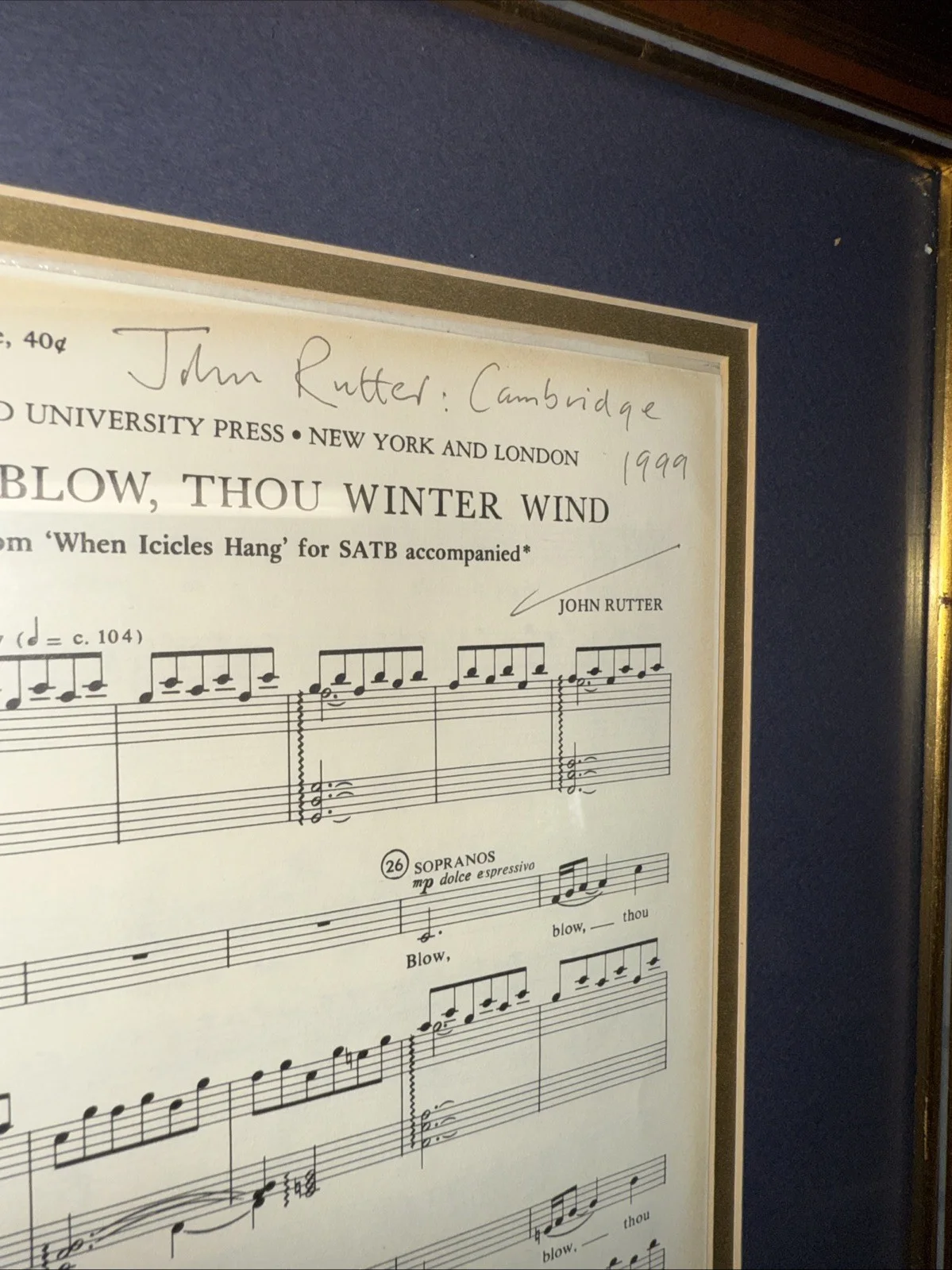 John Rutter 1999 Songs Of Celebration SIGNED sheet music Oxford Concert Framed, изображение 3