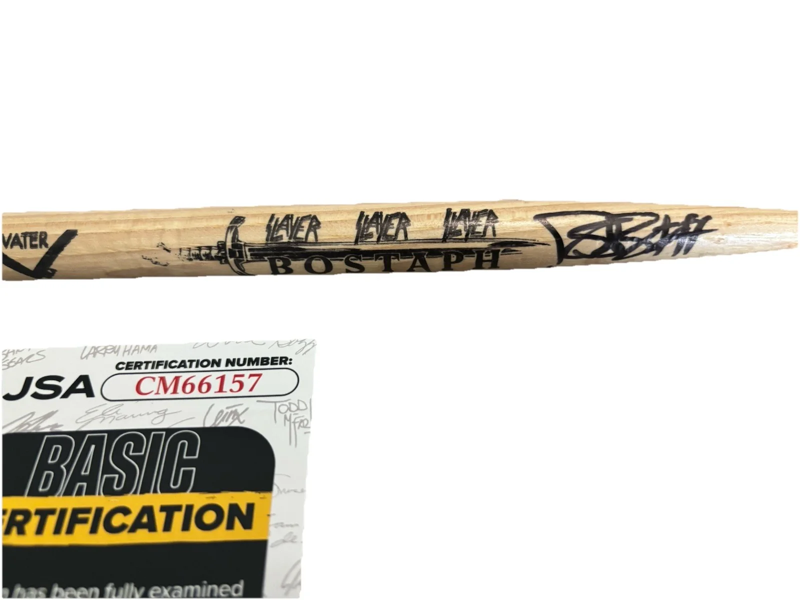 PAUL BOSTAPH SLAYER USED BLACK SABBATH SIGNED SIGNATURE DRUMSTICK JSA autograph, изображение 2