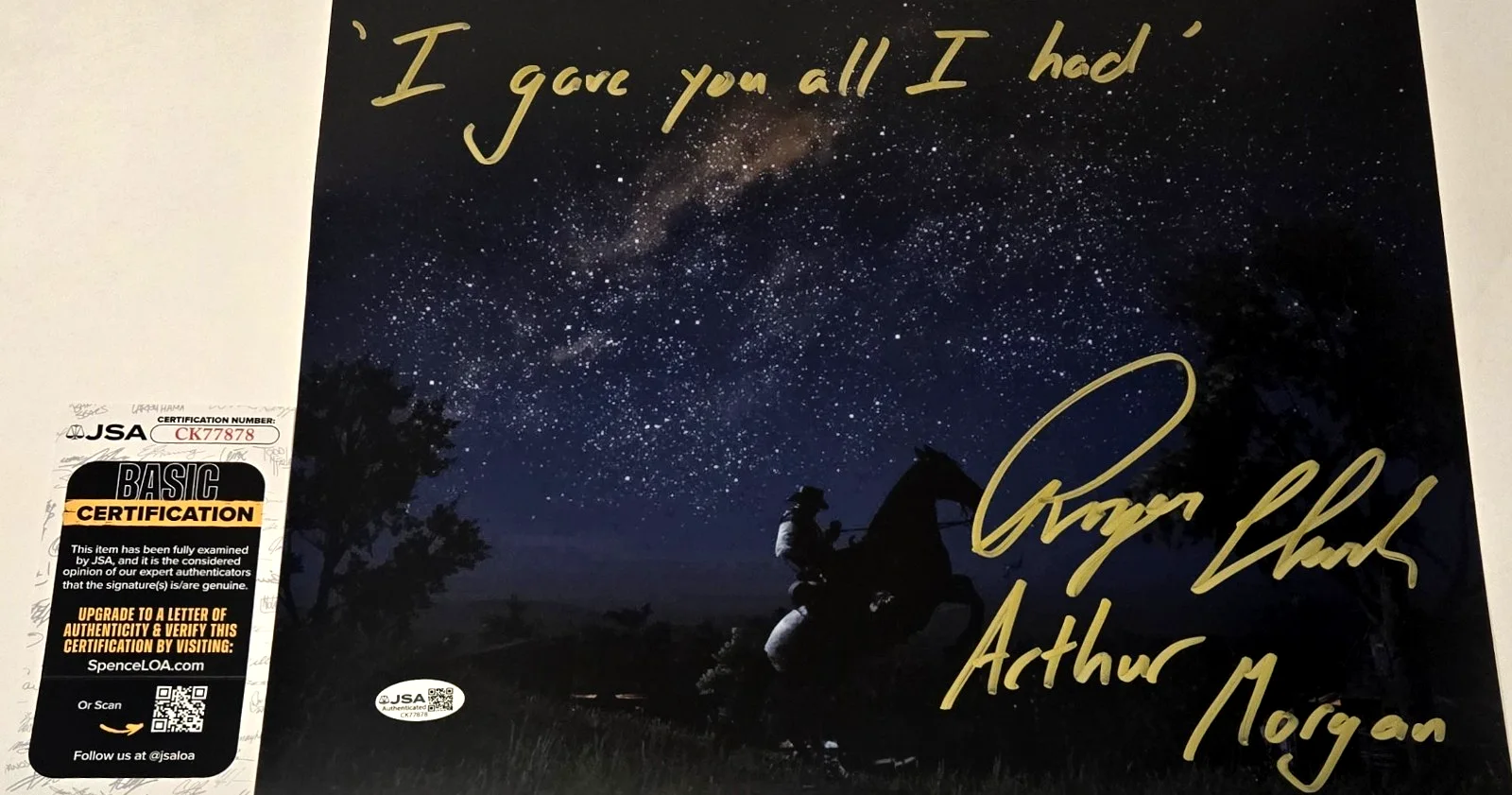 Roger Clark — Roger Clark Signed Photo Red Dead Redemption Arthur Morgan Autograph JSA COA 878, image 3
