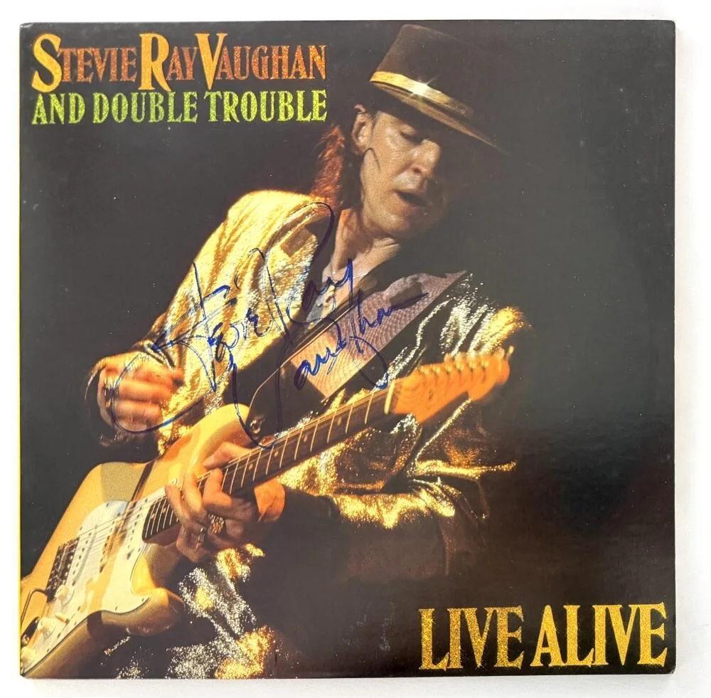 Chris Layton, Tommy Shannon, Stevie Ray Vaughn, Reese Wynans — Stevie Ray Vaughan & Double Trouble Signed Autograph Album Vinyl Record JSA COA