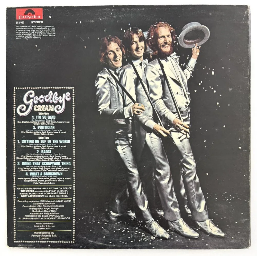 Ginger Baker, Jack Bruce, Eric Clapton — Eric Clapton Ginger Baker & Jack Bruce Signed Autograph Cream Album Record JSA, image 2