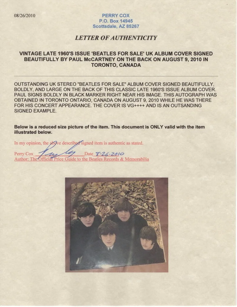 Paul McCartney — Paul McCartney Signed Autograph Album Vinyl Record Beatles for Sale Beckett COA, изображение 5
