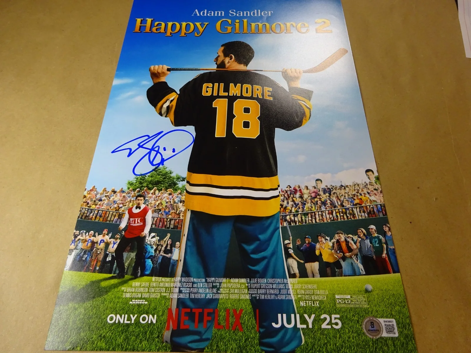 Adam Sandler — Signed Adam Sandler Autographed 11"x17" Happy Gilmore 2 Photo Beckett BAS COA, image 2