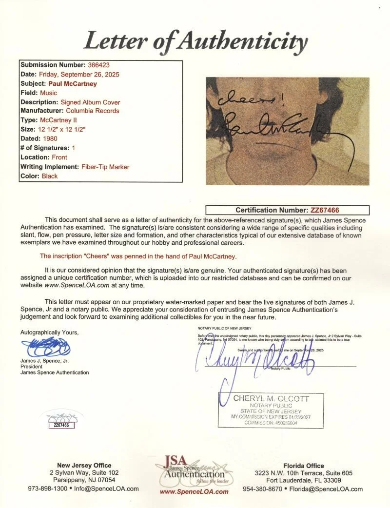 Paul McCartney — Paul McCartney The Beatles Signed Autograph II Album Vinyl Record LP w/ JSA COA, изображение 4