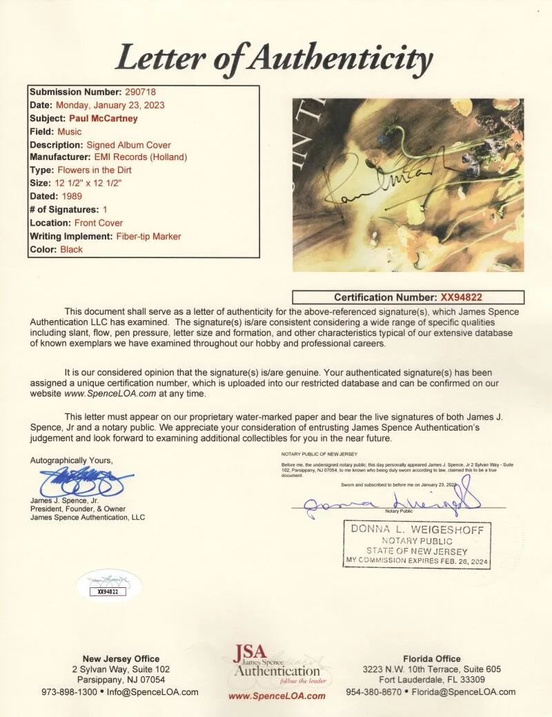 Paul McCartney — Paul McCartney The Beatles Signed Autograph Album Record Flowers in the Dirt JSA, изображение 4
