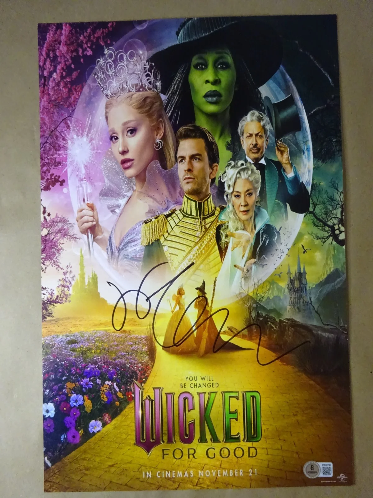Jeff Goldblum — Signed Jeff Goldblum Autographed Wicked For Good 11"x17" Photo Beckett BAS COA