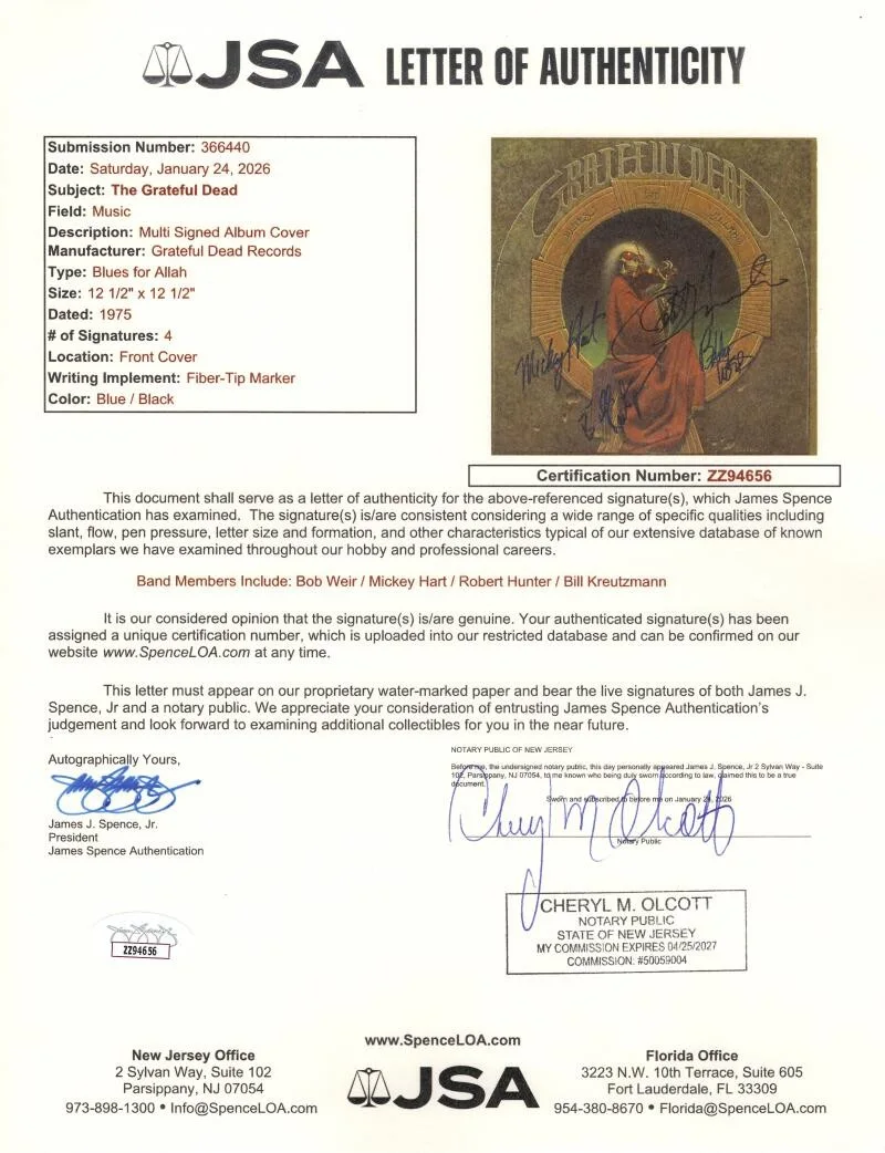 Mickey Hart, Robert Hunter, Bill Kreutzmann, Bob Weir — Grateful Dead Signed Autograph Album Record Bob Weir Robert Hunter +2 w/ JSA COA, image 4