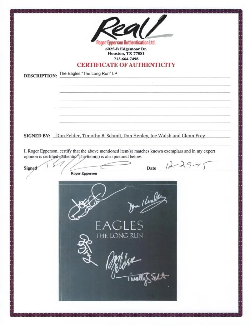 Don Felder, Glenn Frey, Don Henley, Timothy B Schmit, Joe Walsh — Eagles Full Band Signed Autograph Album Don Henley Glenn Frey Joe Walsh PSA COA, изображение 4