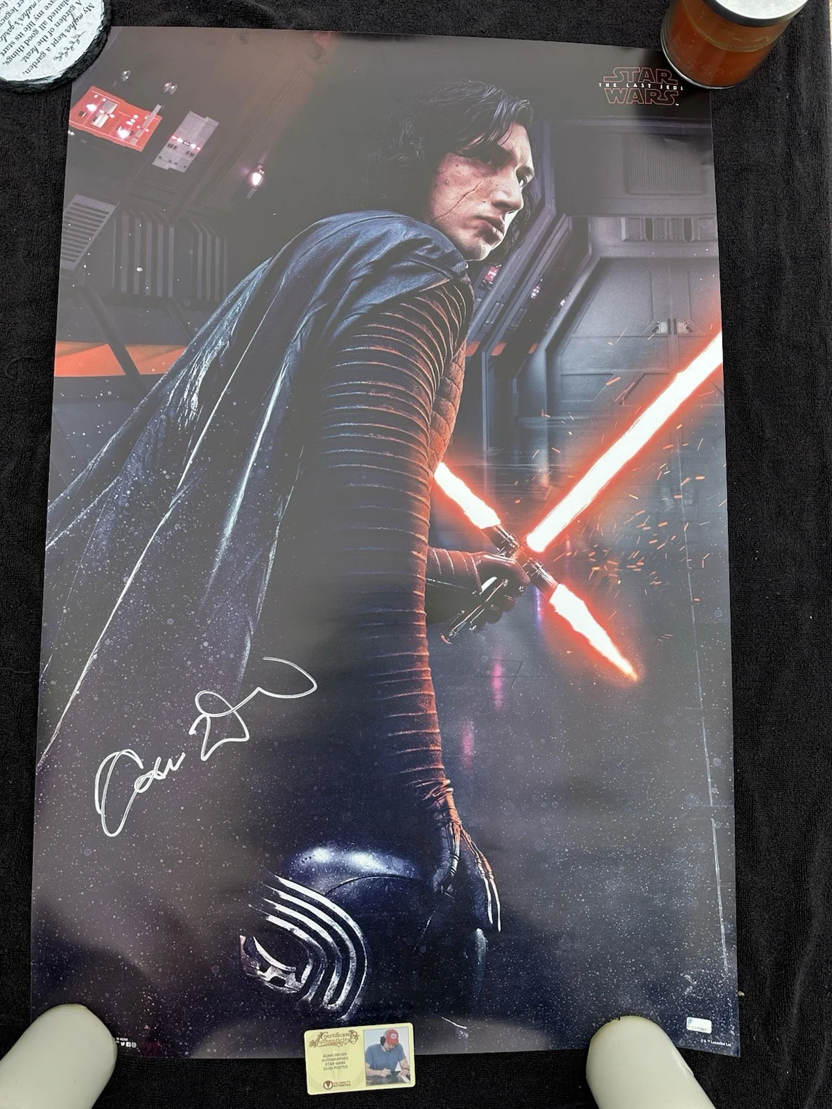 Adam Driver — Adam Driver Autographed Star Wars The Last Jedi Kylo Ren 22×34 Poster CA COA