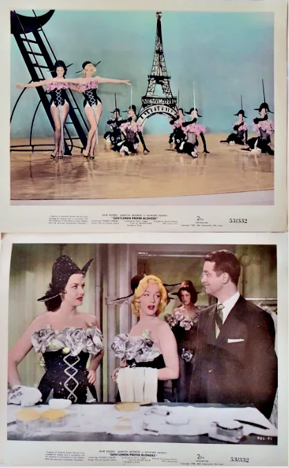 GENTLEMEN PREFER BLONDES SET OF 6 CARDS 10"x8" MARILYN MONROE JANE RUSSELL 1980s, изображение 2