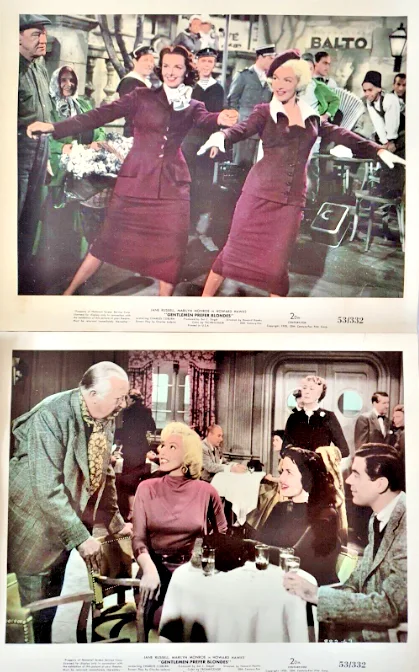 GENTLEMEN PREFER BLONDES SET OF 6 CARDS 10"x8" MARILYN MONROE JANE RUSSELL 1980s, изображение 3