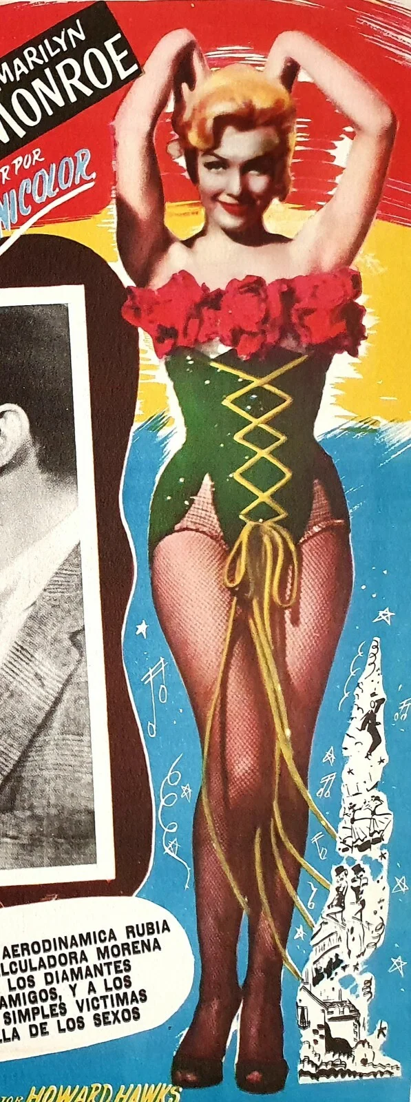 GENTLEMEN PREFER BLONDES VINTAGE ORIGINAL 1953 MEXICAN LOBBY CARD MONROE RUSSELL, изображение 2