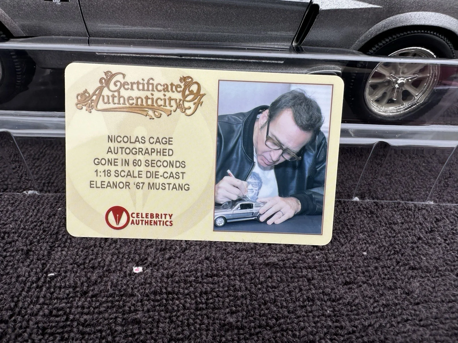 Nicolas Cage — Nicolas Cage Autographed Greenlight 1967 Mustang 1:18 Eleanor Gone In 60 Seconds, изображение 3