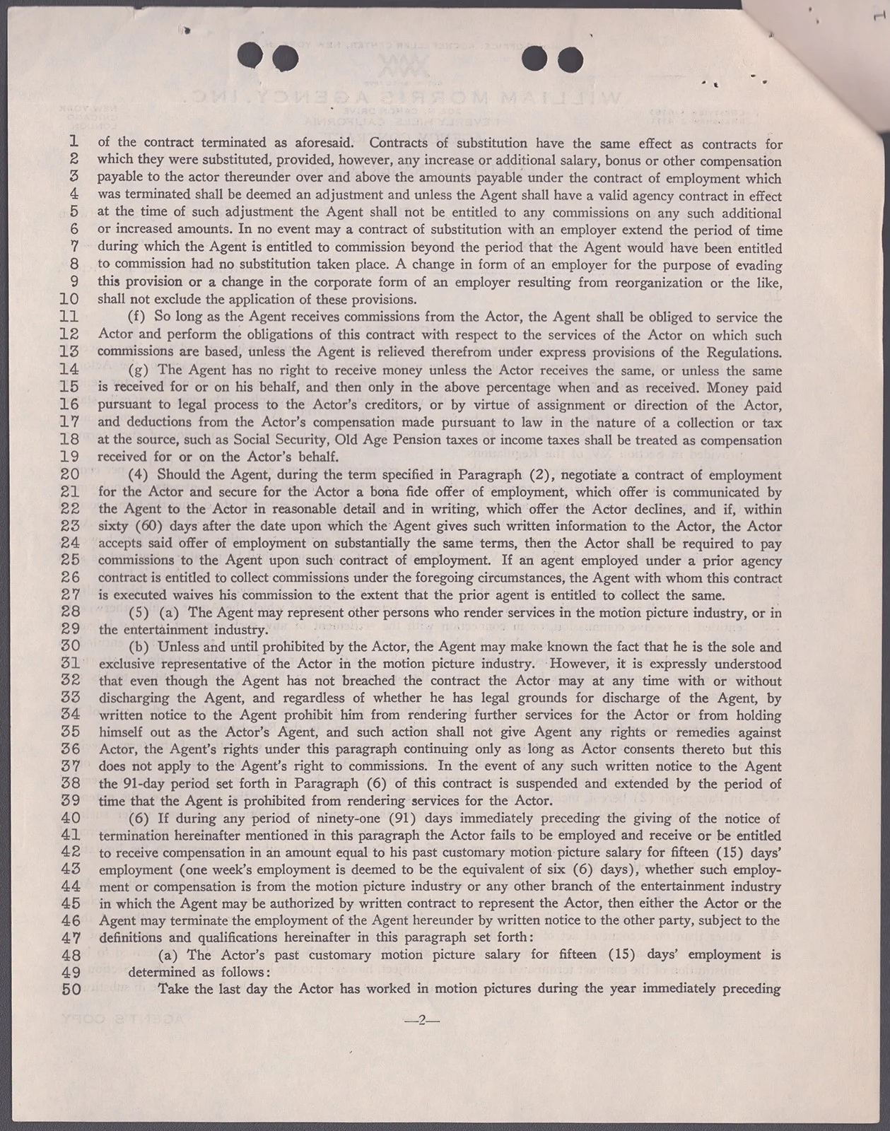 Stuart Erwin — STUART ERWIN - CONTRACT SIGNED 03/26/1951, изображение 2