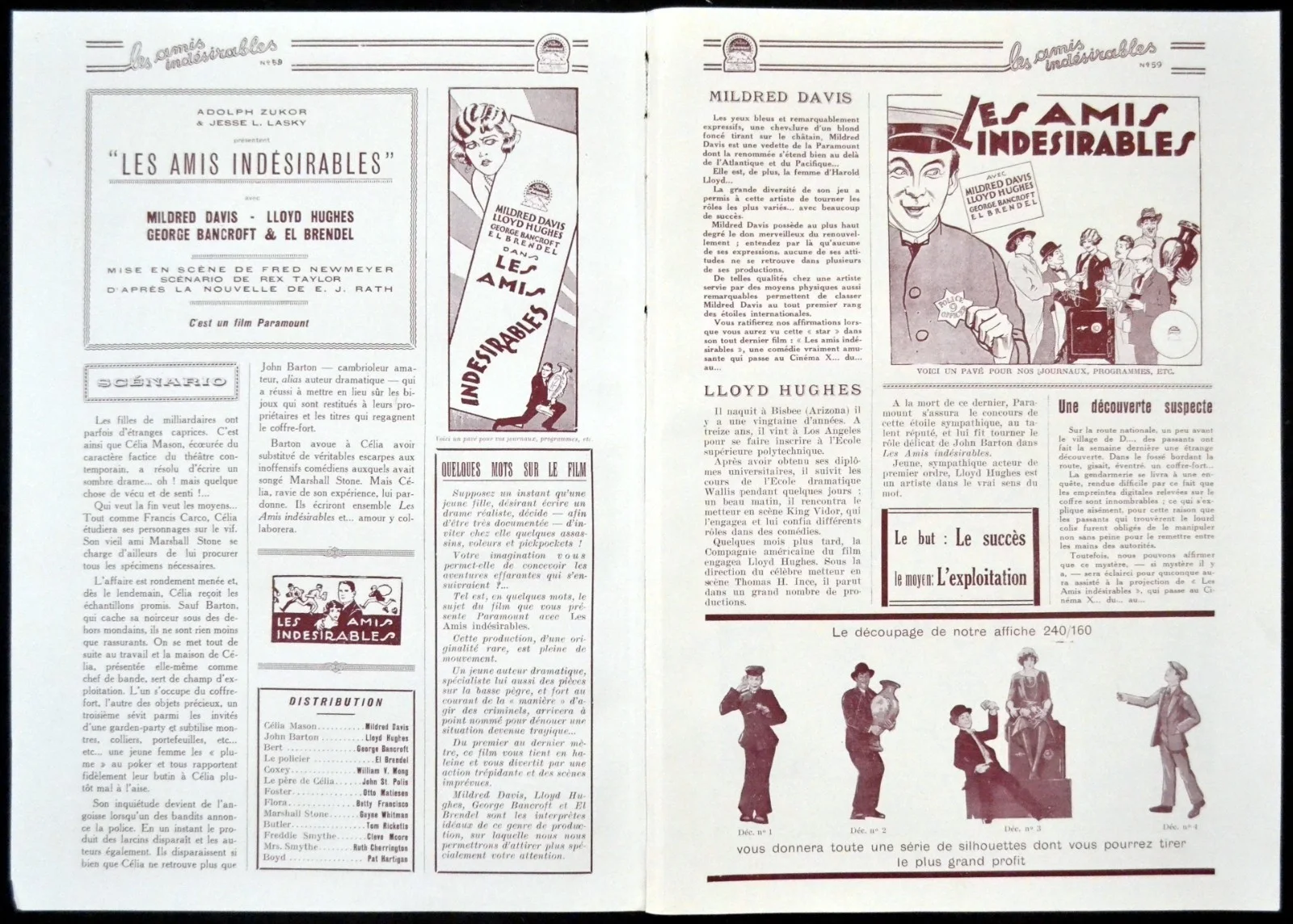 TOO MANY CROOKS 1928 Mildred Davis Lloyd Hughes George Bancroft FRENCH PRESSBOOK, image 2