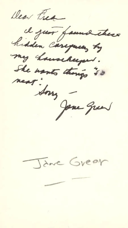 Jane Greer — JANE GREER - AUTOGRAPH LETTER DOUBLE SIGNED, image 2