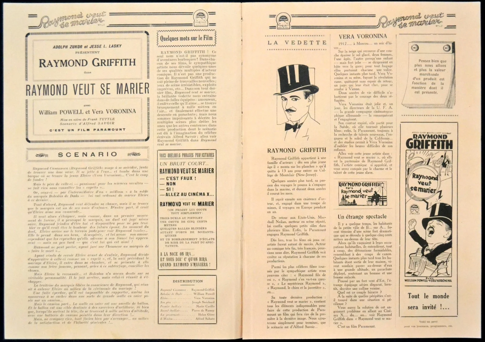 TIME TO LOVE 1927 Raymond Griffith William Powell Vera Voronina FRENCH PRESSBOOK, изображение 2