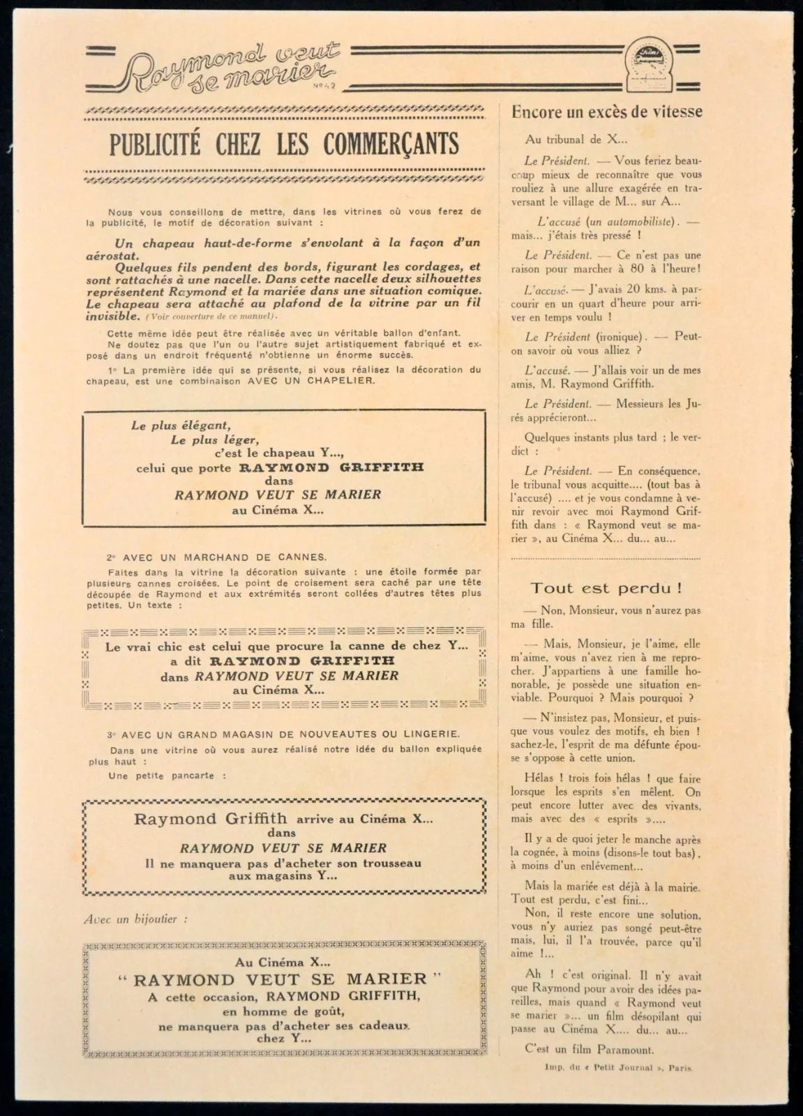TIME TO LOVE 1927 Raymond Griffith William Powell Vera Voronina FRENCH PRESSBOOK, изображение 5