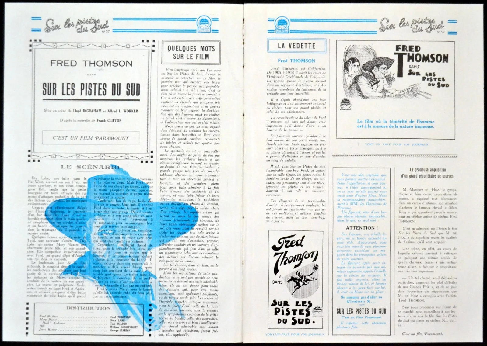 PIONEER SCOUT 1928 Fred Thomson, Nora Lane, William Courtright FRENCH PRESSBOOK, изображение 2
