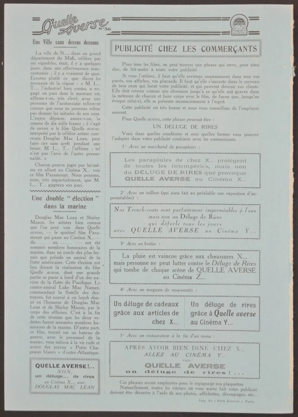 LET IT RAIN 1927 Douglas MacLean, Shirley Mason, Wade Boteler FRENCH PRESSBOOK, image 5