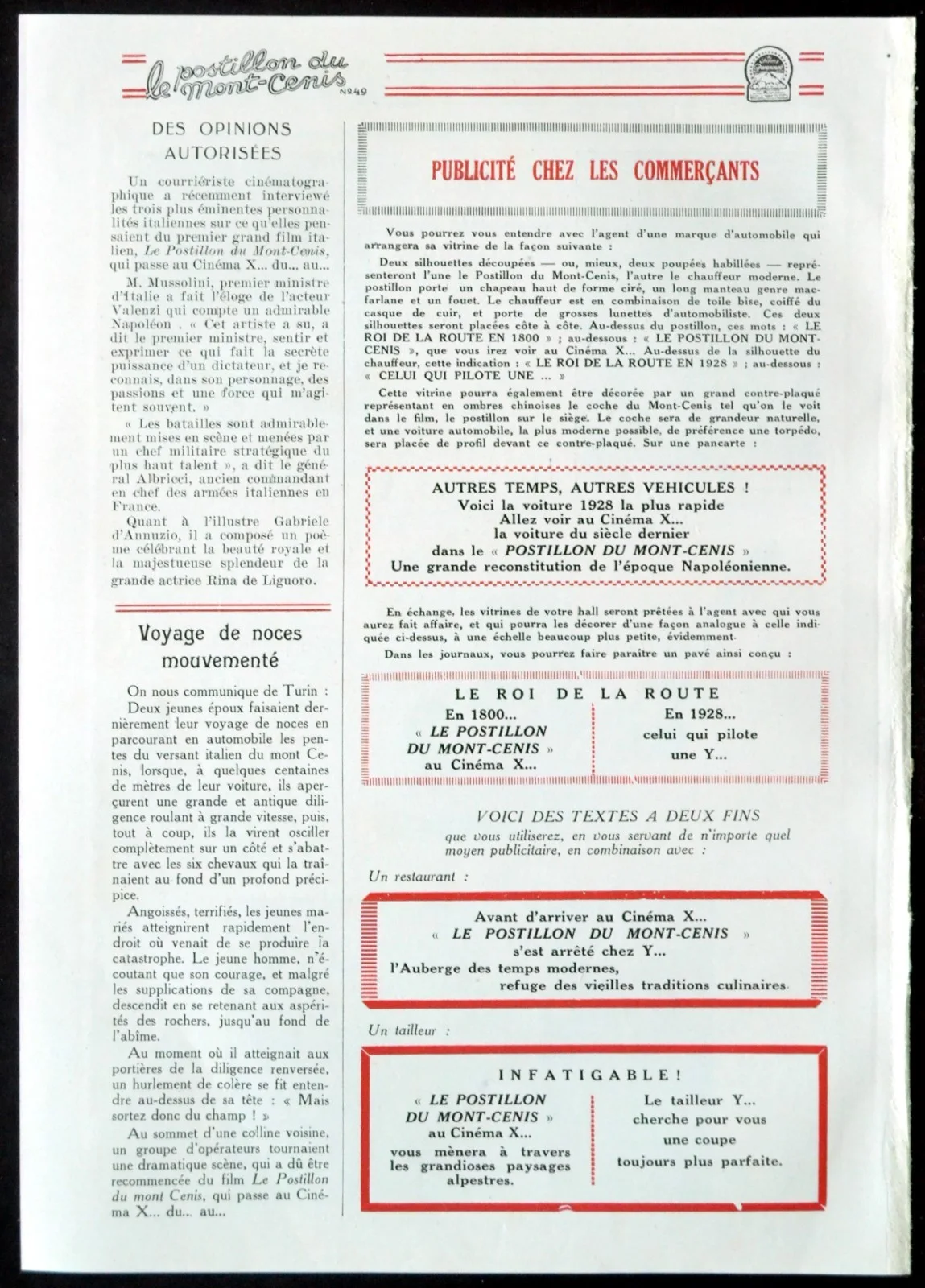 IL VETTURALE DEL MONCENISIO 1927 Bartolomeo Pagano FRENCH PRESSBOOK, изображение 5