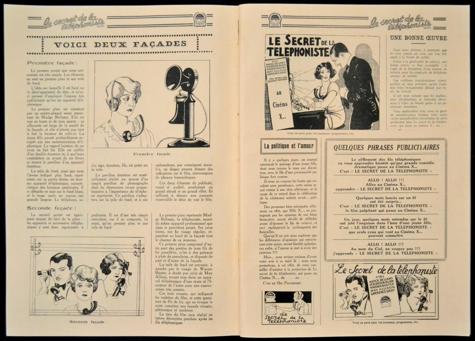 TELEPHONE GIRL 1927 Madge Bellamy Holbrook Blinn Warner Baxter FRENCH PRESSBOOK, изображение 3