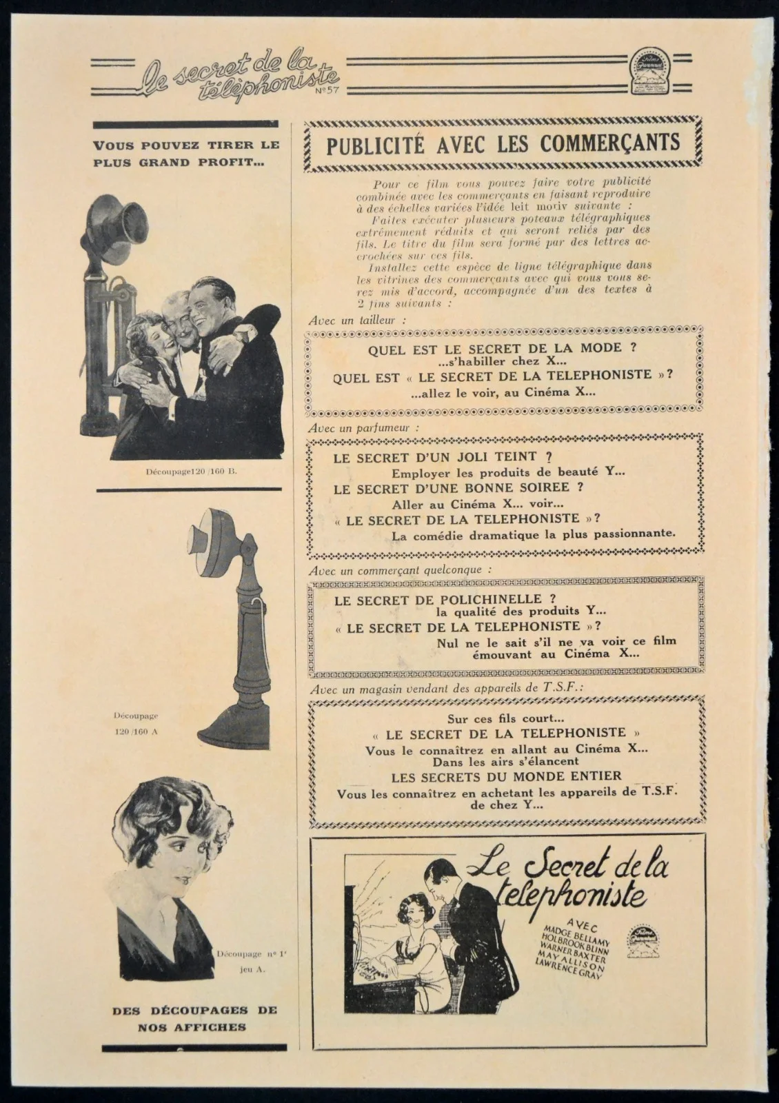TELEPHONE GIRL 1927 Madge Bellamy Holbrook Blinn Warner Baxter FRENCH PRESSBOOK, изображение 5
