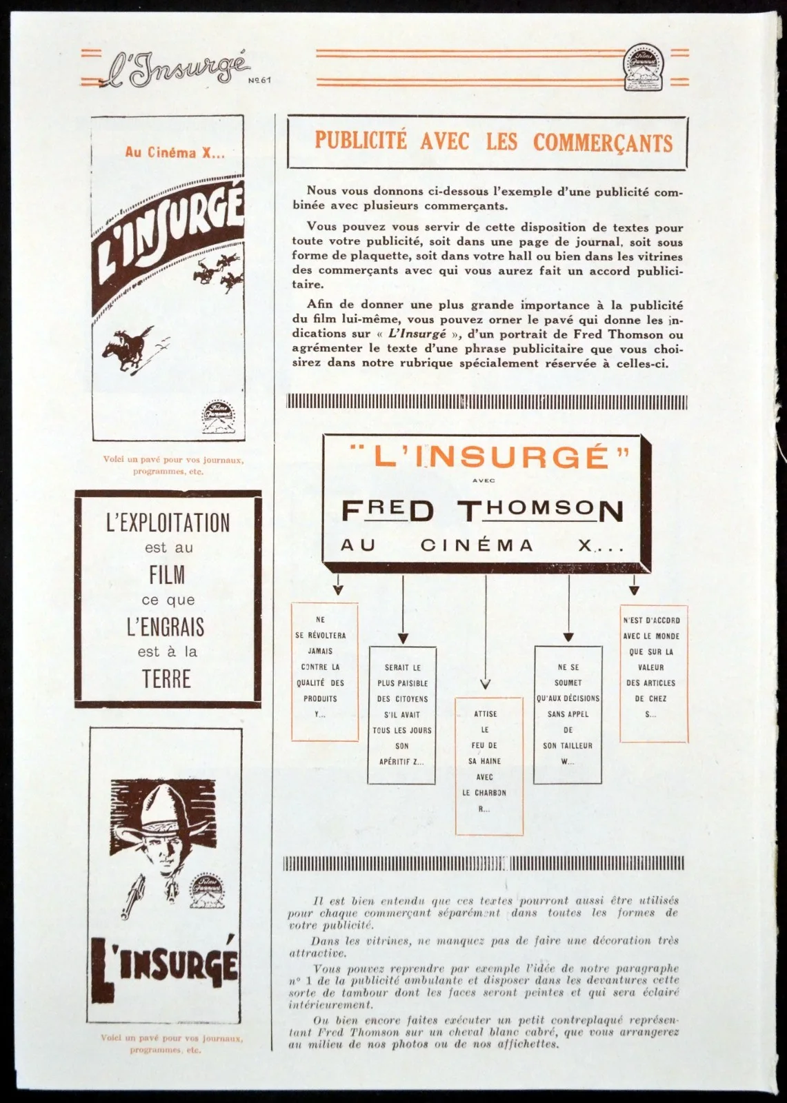 OUTLAW RIDER 1927 Fred Thomson, Nora Lane, Montagu Love FRENCH PRESSBOOK, изображение 5