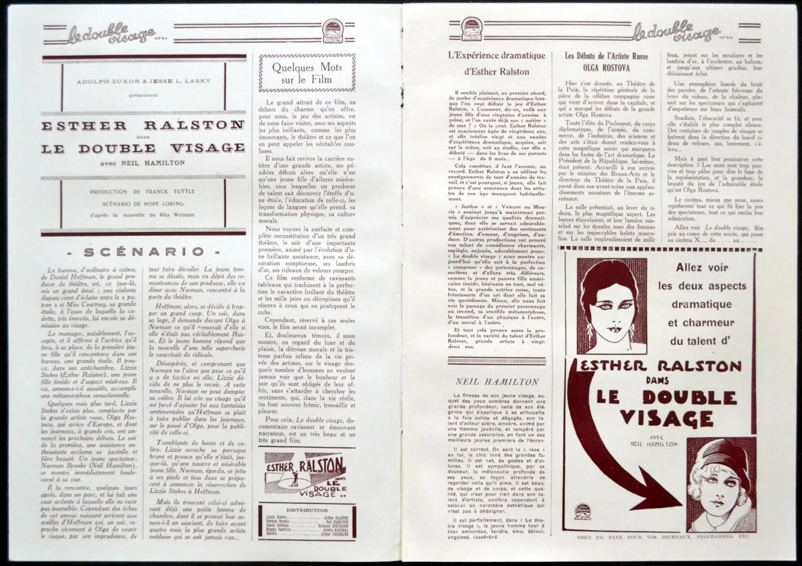 SPOTLIGHT 1927 Esther Ralston, Neil Hamilton Nicholas Soussanin FRENCH PRESSBOOK, изображение 2