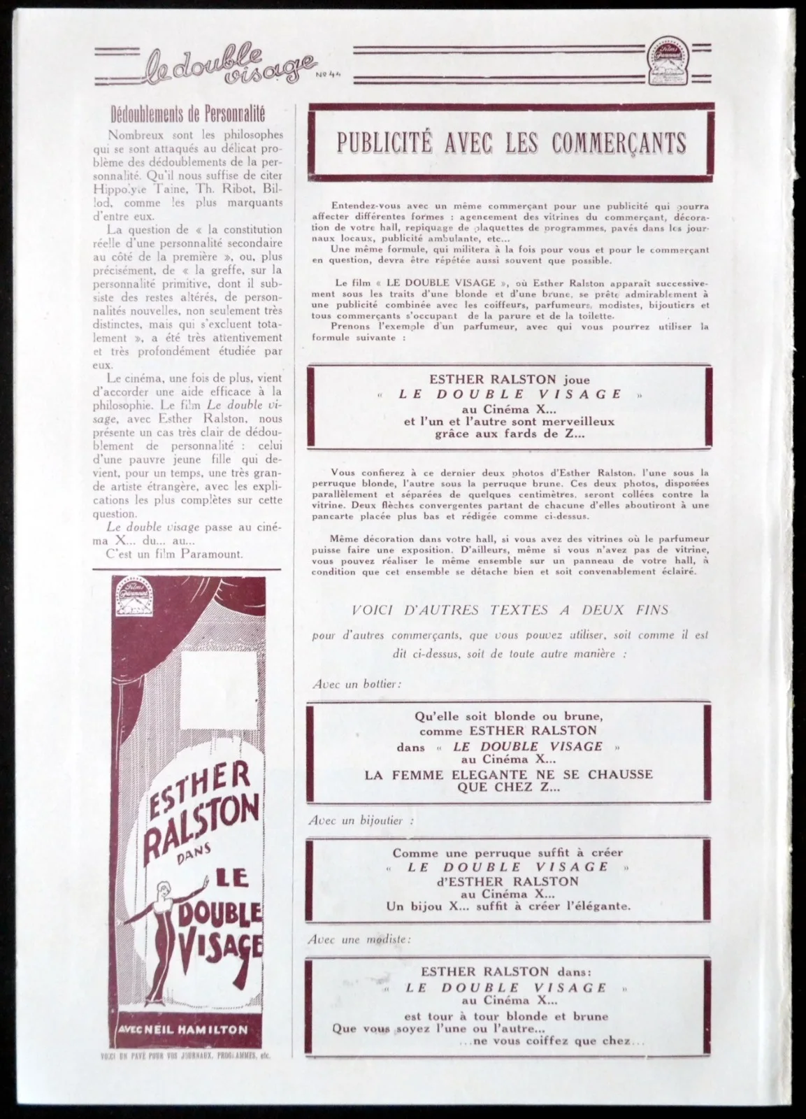 SPOTLIGHT 1927 Esther Ralston, Neil Hamilton Nicholas Soussanin FRENCH PRESSBOOK, изображение 5