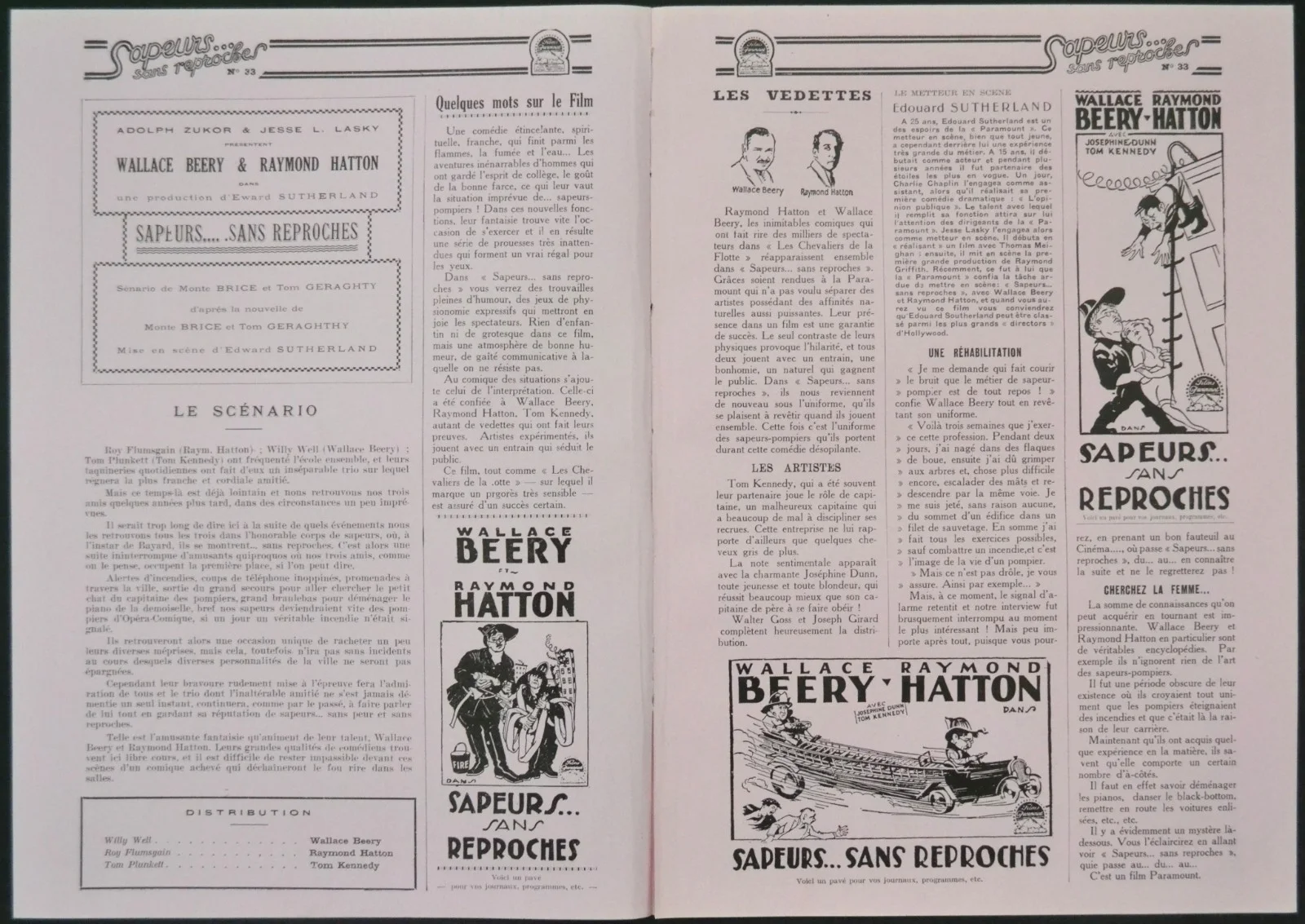 FIREMAN, SAVE MY CHILD 1927 Wallace Beery, Raymond Hatton FRENCH PRESSBOOK, image 2