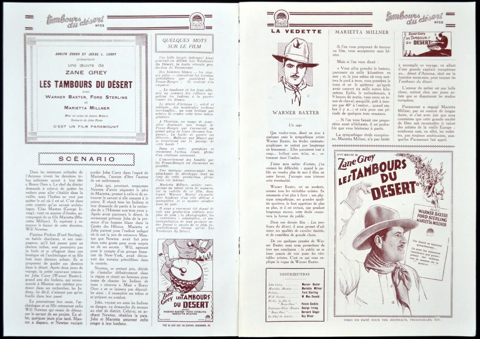 DRUMS OF THE DESERT 1927 Warner Baxter, Marietta Millner FRENCH PRESSBOOK, изображение 2