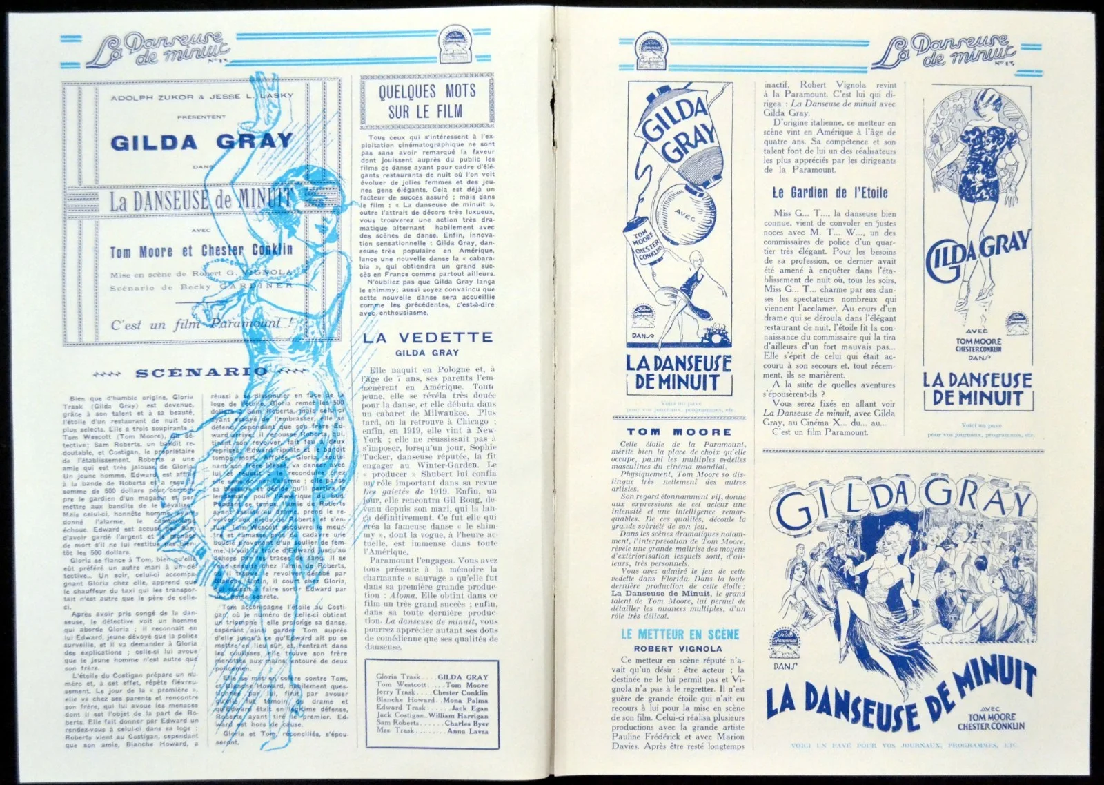 CABARET 1927 Gilda Gray, Tom Moore, Chester Conklin FRENCH PRESSBOOK, изображение 2