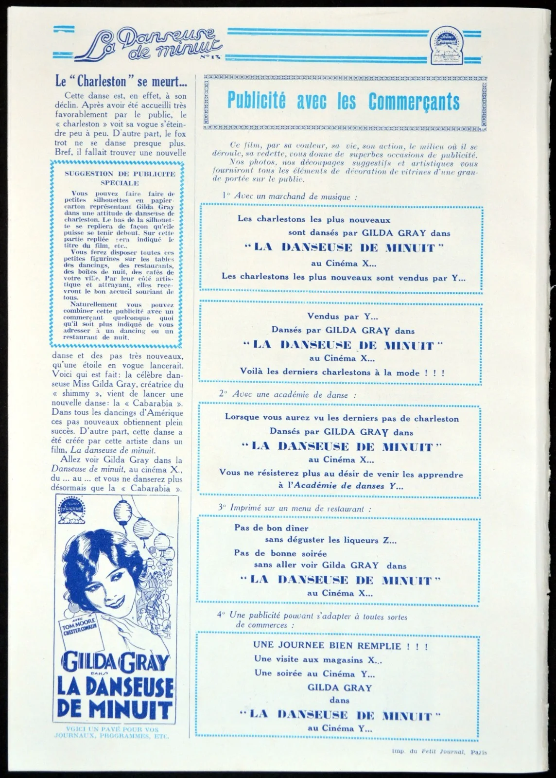 CABARET 1927 Gilda Gray, Tom Moore, Chester Conklin FRENCH PRESSBOOK, изображение 5