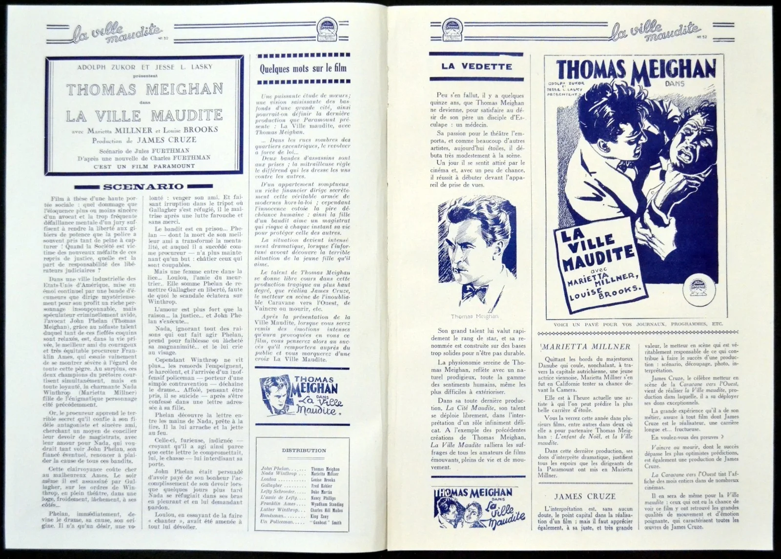 CITY GONE WILD 1927 Thomas Meighan, Louise Brooks FRENCH PRESSBOOK, изображение 2