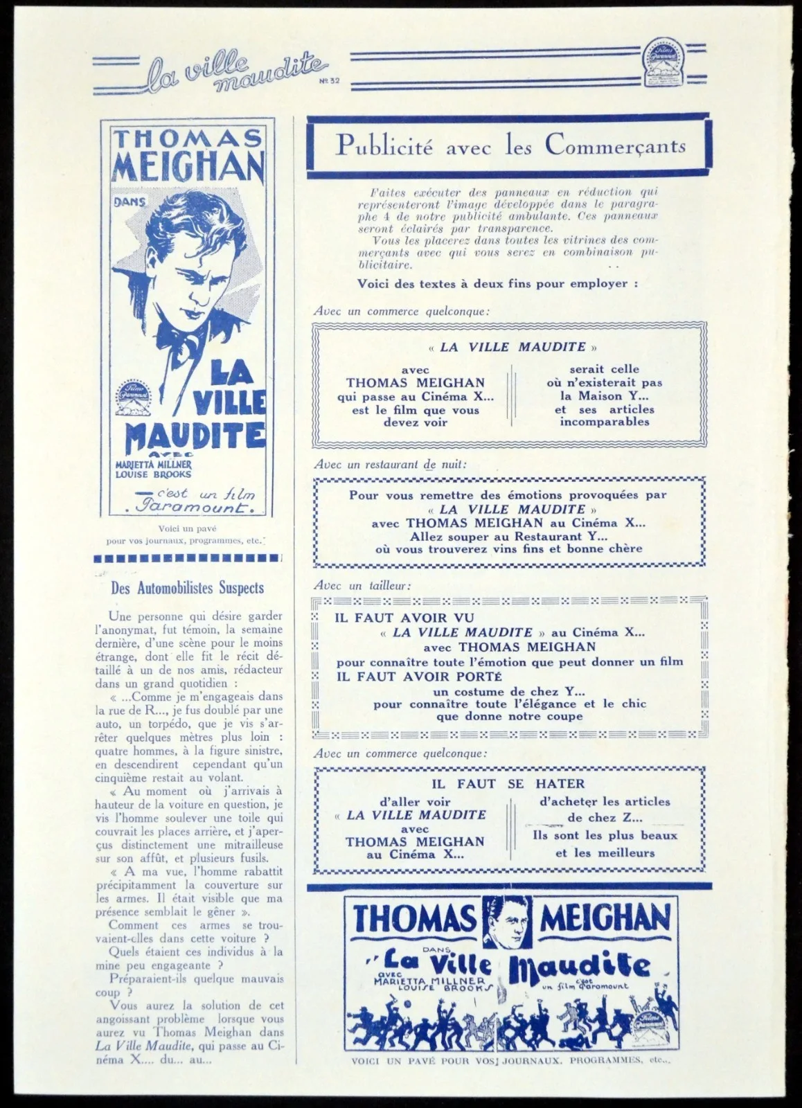 CITY GONE WILD 1927 Thomas Meighan, Louise Brooks FRENCH PRESSBOOK, изображение 5