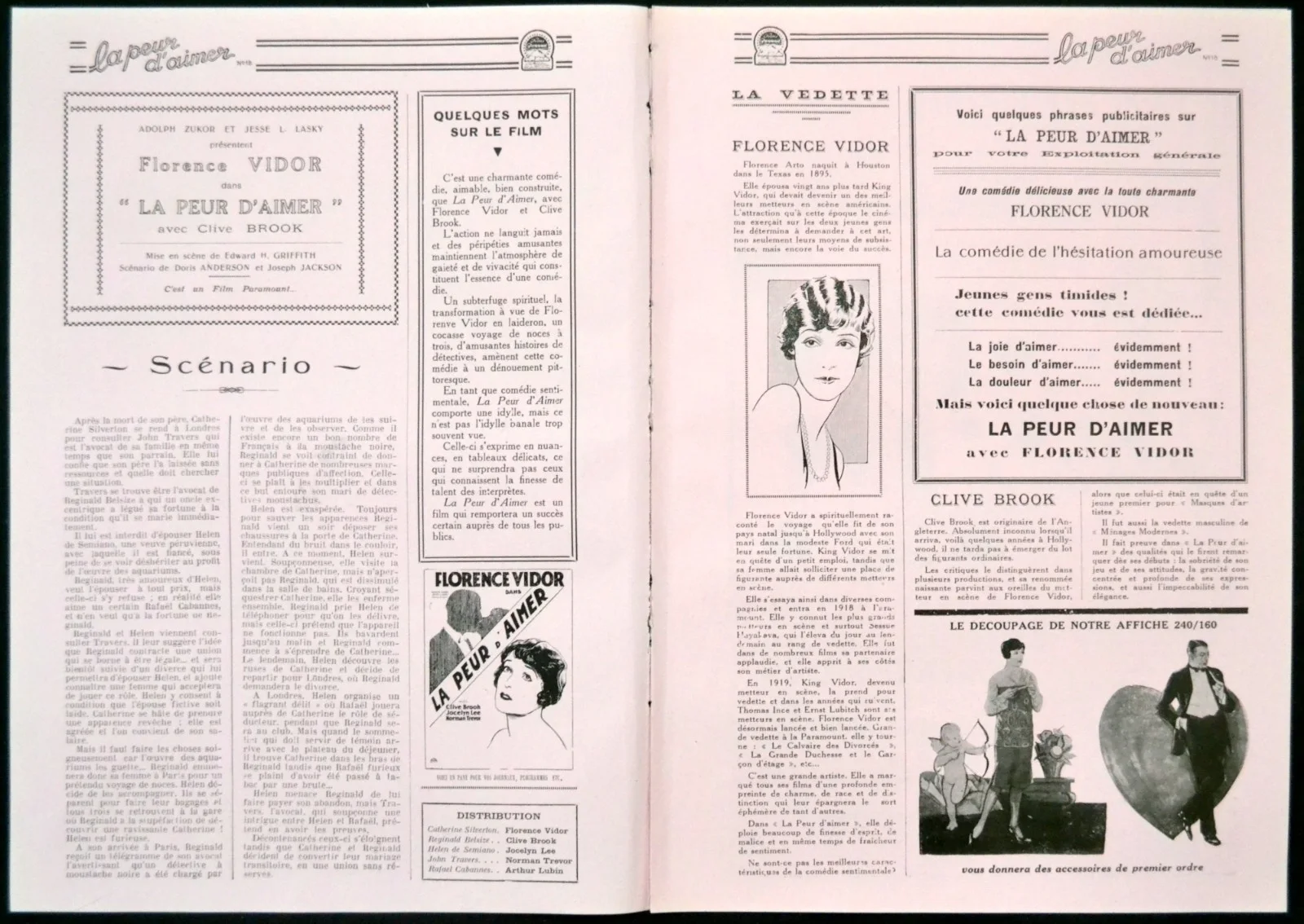 AFRAID TO LOVE 1927 Florence Vidor, Clive Brook, Norman Trevor FRENCH PRESSBOOK, изображение 2