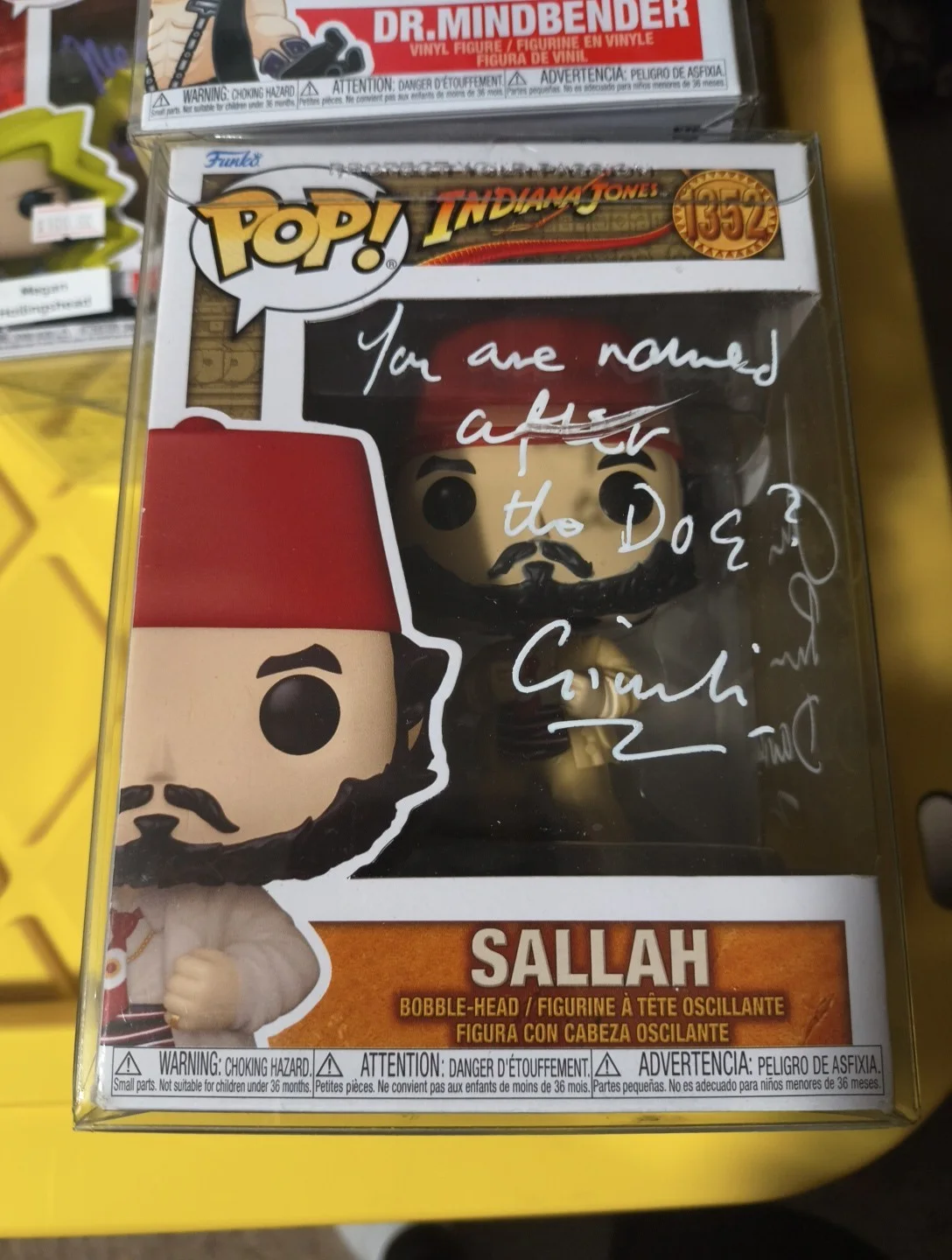 JOHN RHYS DAVIES — JOHN RHYS DAVIES SIGNED SALLAH FUNKO POP FIGURE INDIANA JONES JSA WITNESS COA