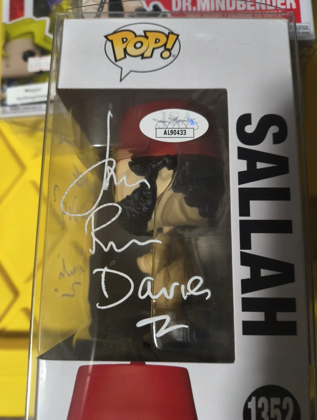 JOHN RHYS DAVIES — JOHN RHYS DAVIES SIGNED SALLAH FUNKO POP FIGURE INDIANA JONES JSA WITNESS COA, изображение 2