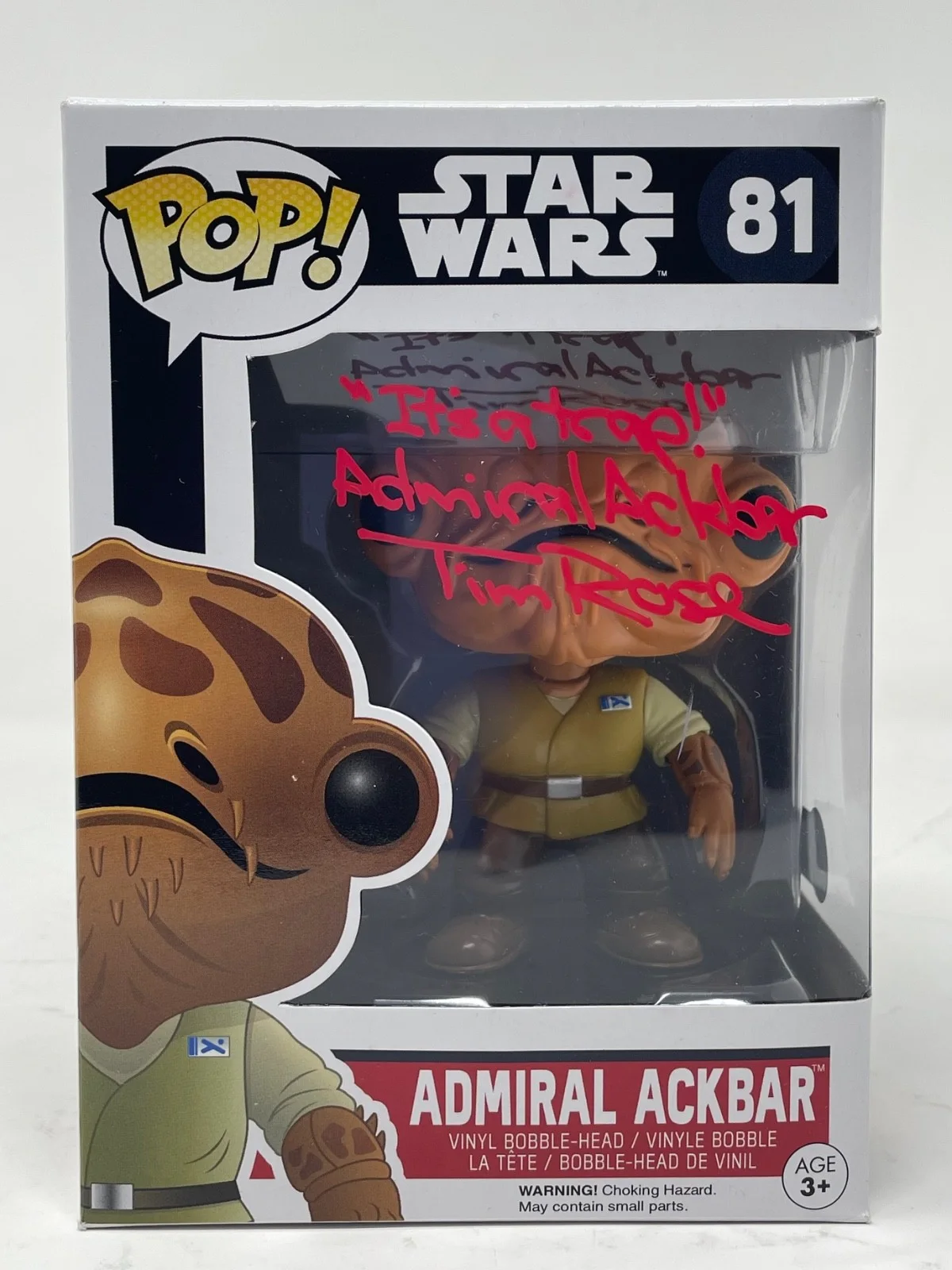 Tim Rose — Tim Rose Signed Star Wars Admiral Ackbar Funko Pop #81 It's A Trap Quote Beckett, изображение 2