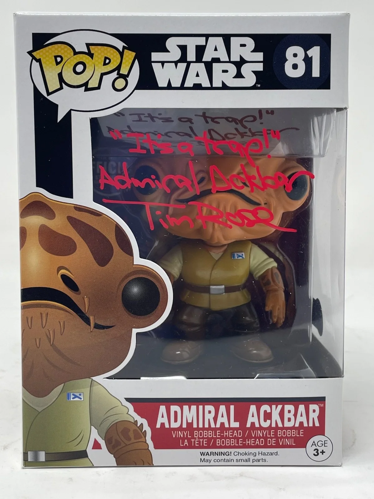 Tim Rose — Tim Rose Signed Star Wars Admiral Ackbar Funko Pop #81 It's A Trap Quote Beckett, изображение 4