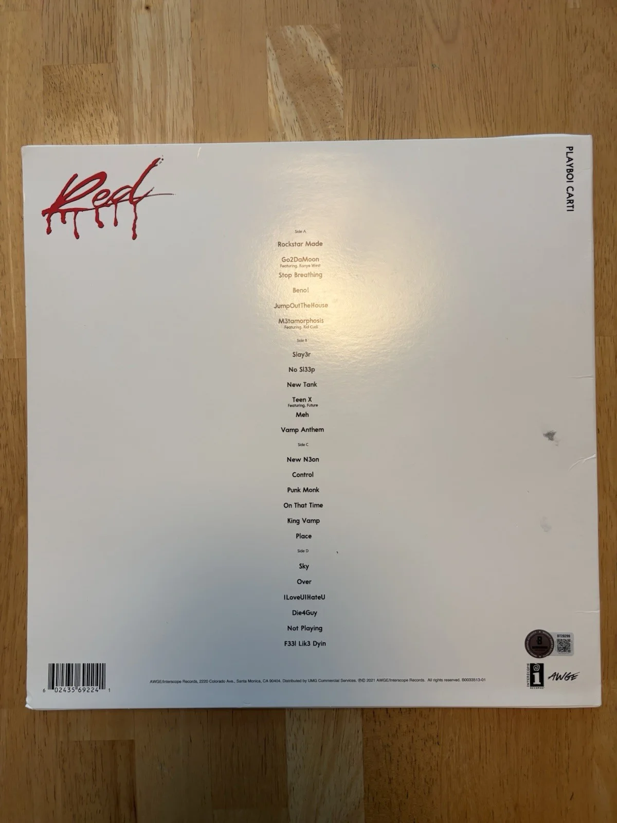 Playboi Carti Signed Autographed Whole Lotta Red Vinyl Album Record. Beckett Coa, изображение 3