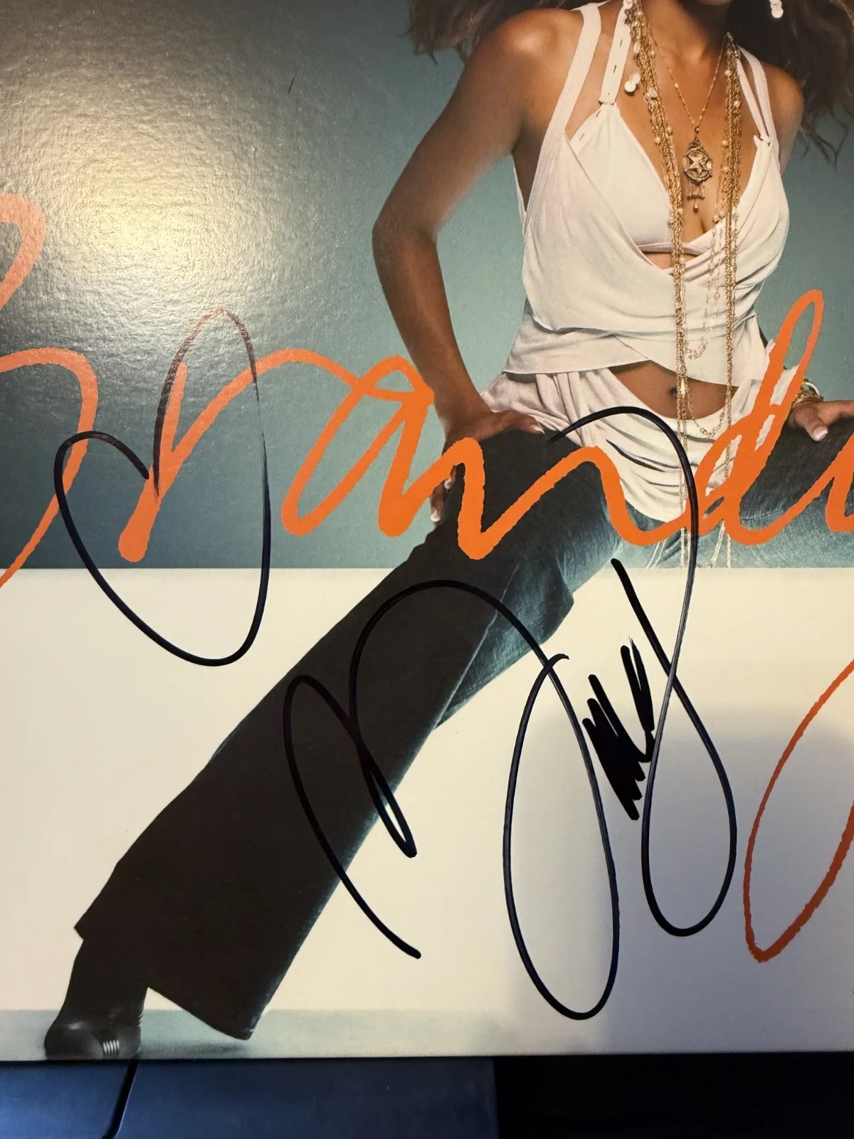 Brandy ( Norwood ) signed Afrodisiac 12" lp album ORANGE COLOR VINYL, изображение 3