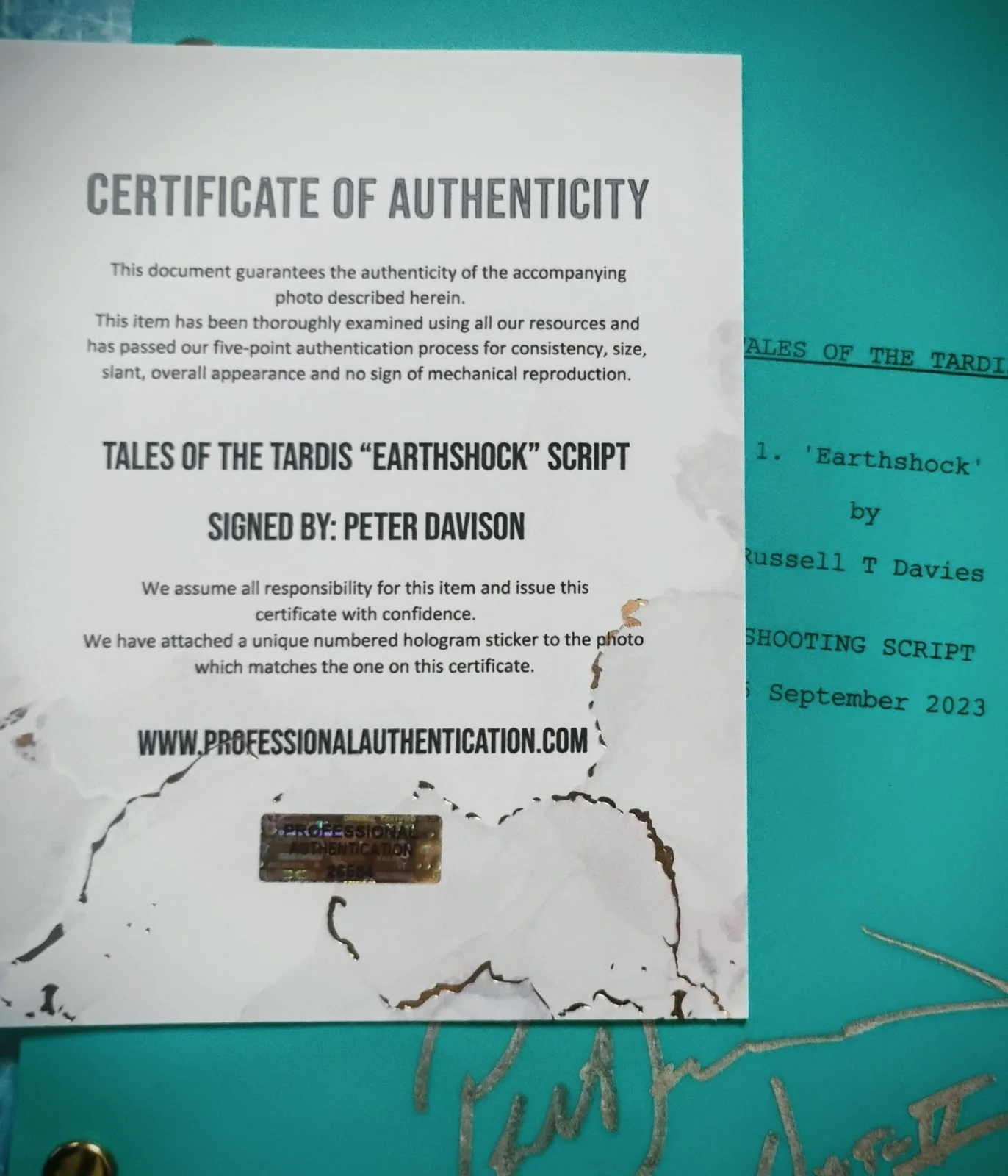 Peter Davison Signed Tales Of The Tardis Doctor Who Script COA - NO US TARIFF, изображение 4