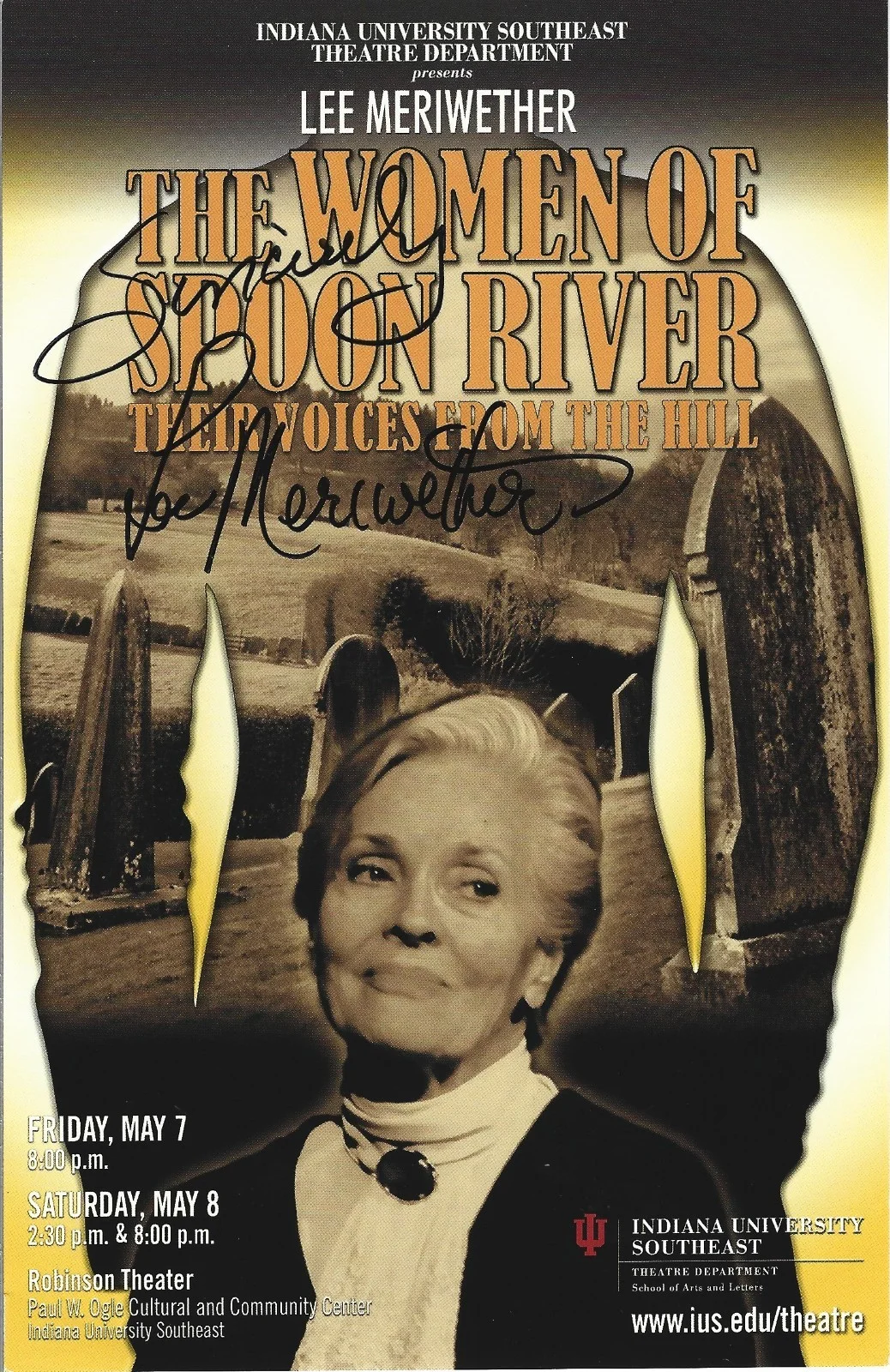 Lee Meriwether — Lee Meriwether SIGNED Woman of Spoon River Appearance Flyer Photo COA Autograph