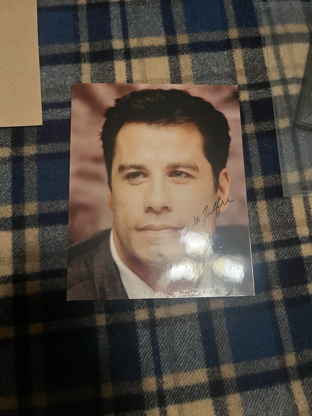 Vintage 90’s Signed John Travolta 1997 Portrait Photograph 10 x 8 In Frame, изображение 3